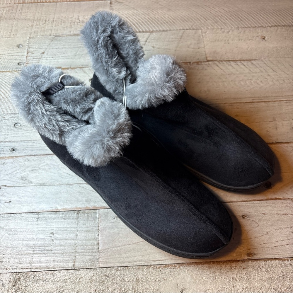 Old Navy Womens Black Faux Fur Lined Cozy Bootie Slippers Size 9 - Picture 12 of 14
